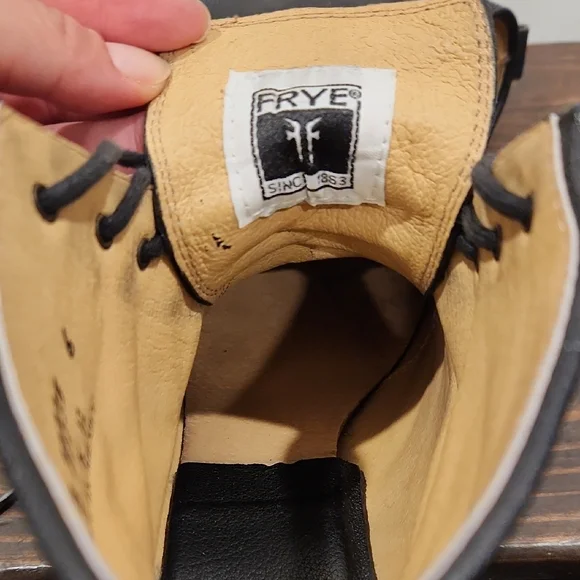 Frye Black Leather Carson Ankle Lace Up Boots Booties - Picture 10 of 12